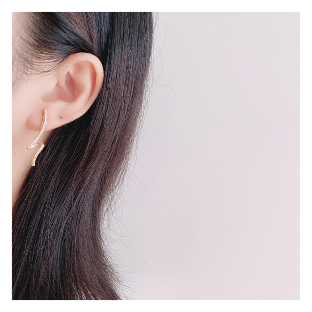 Delicate diamond geometric line copper clip on earrings