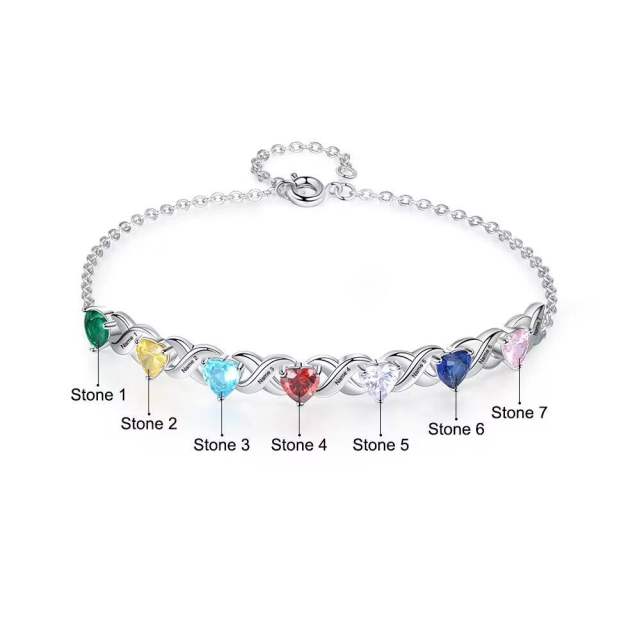 Birthstone engrave name stainless steel mother's day bracelet