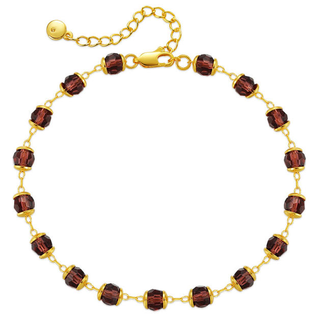 18K brown color crystal bead copper anklet