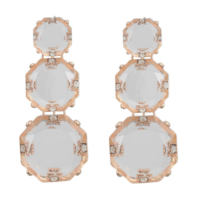 Occident fashion geometric resin clear exaggerated earrings