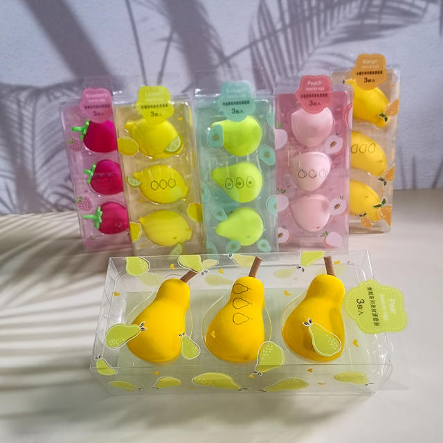 Cute fruit design cute makeup blenders sponges 3pcs set