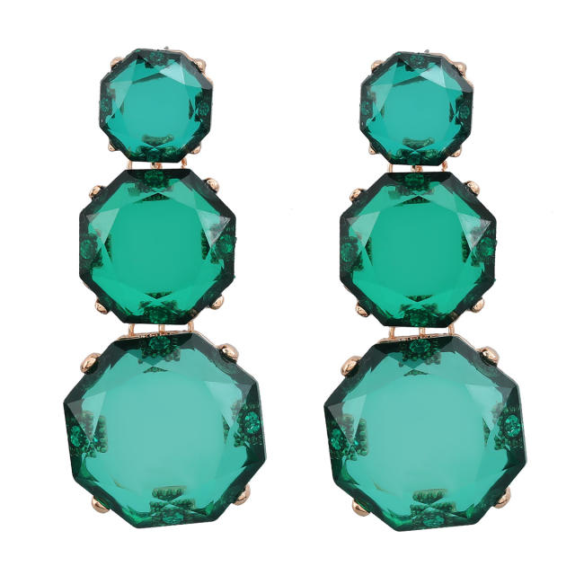 Occident fashion geometric resin clear exaggerated earrings