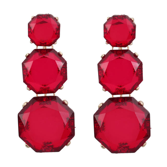 Occident fashion geometric resin clear exaggerated earrings