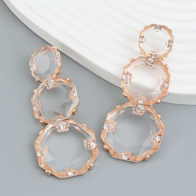 Occident fashion geometric resin clear exaggerated earrings