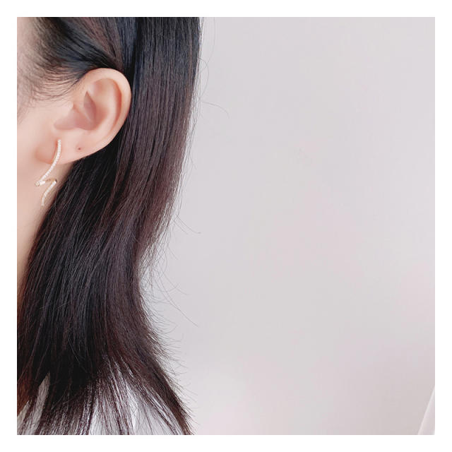 Delicate diamond geometric line copper clip on earrings