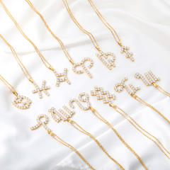 Delicate diamond zodiac copper pendant stainless steel chain necklace