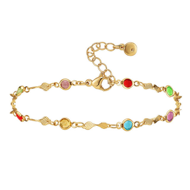 18KG copper rainbow cubic zircon anklet