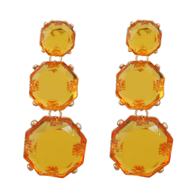 Geometric clear resin colorful chunky earrings