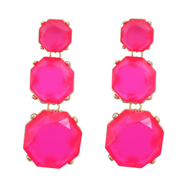 Geometric clear resin colorful chunky earrings
