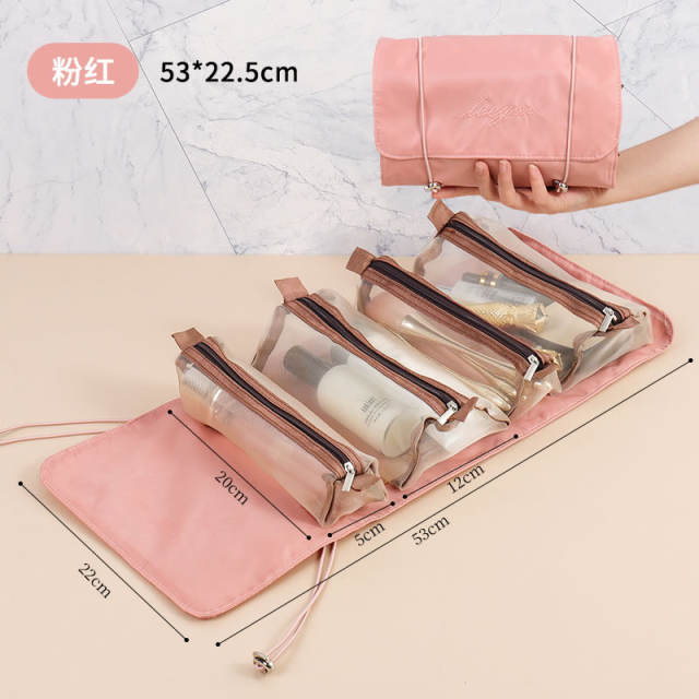 Large capacity plain color travel wash bag cosmetic bag