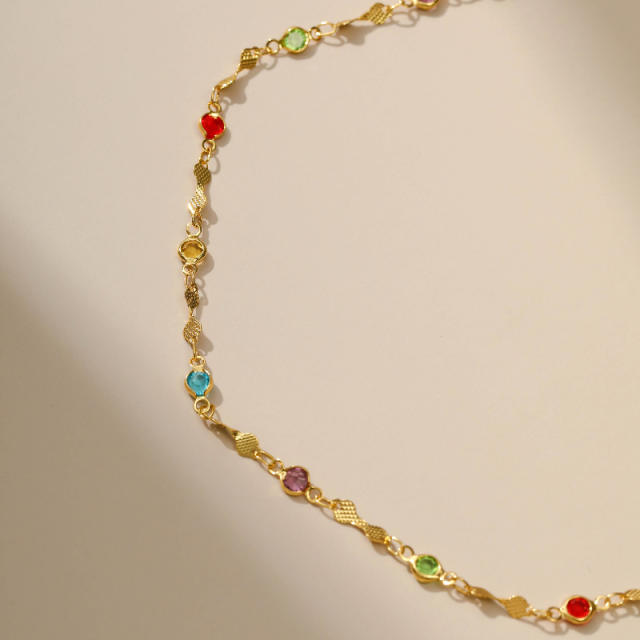 18KG copper rainbow cubic zircon anklet