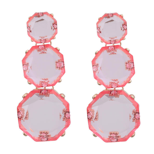 Occident fashion geometric resin clear exaggerated earrings