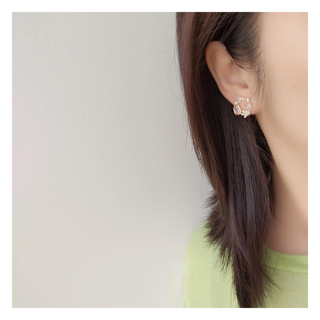 Sweet pink tulip copper clip on earrings