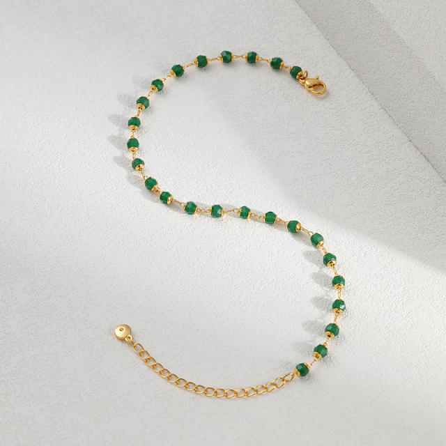 18KG copper green bead anklet