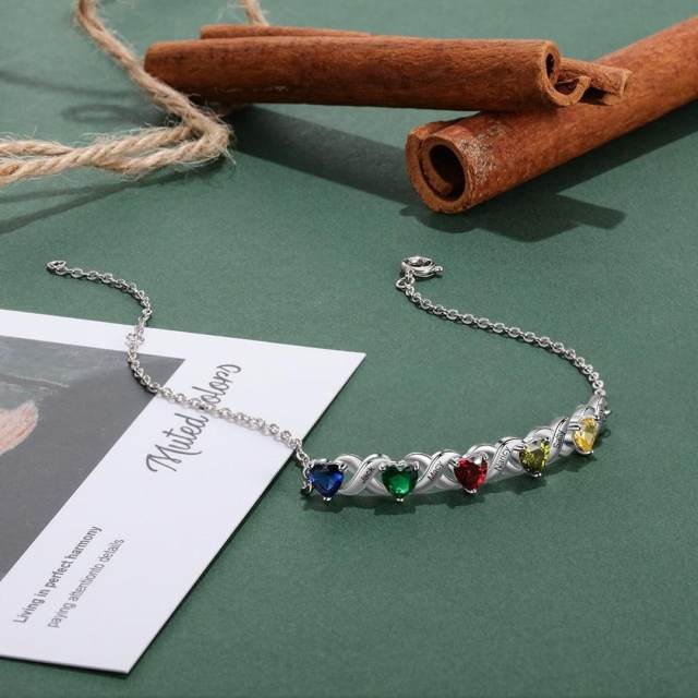 Birthstone engrave name stainless steel mother's day bracelet