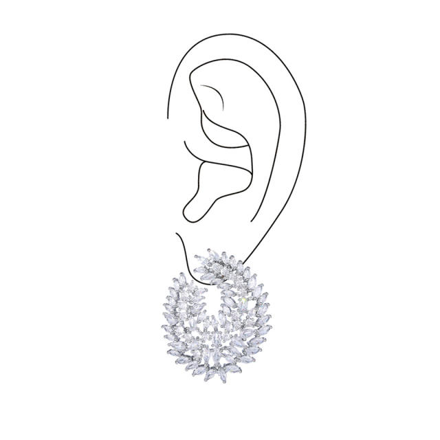 Delicate cubic zircon copper diamond earrings