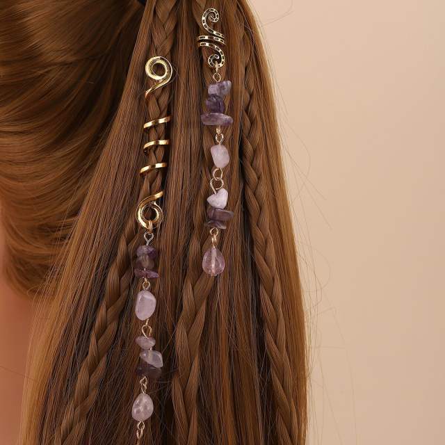 Personality crystal stone hair jewelry for braids dreadlock accessories
