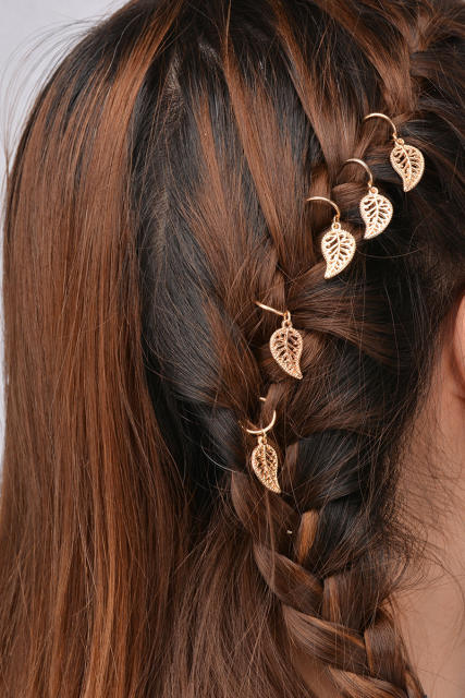 5pcs boho shell leaf cross charm hair accessory for braids dreadlocak accessories