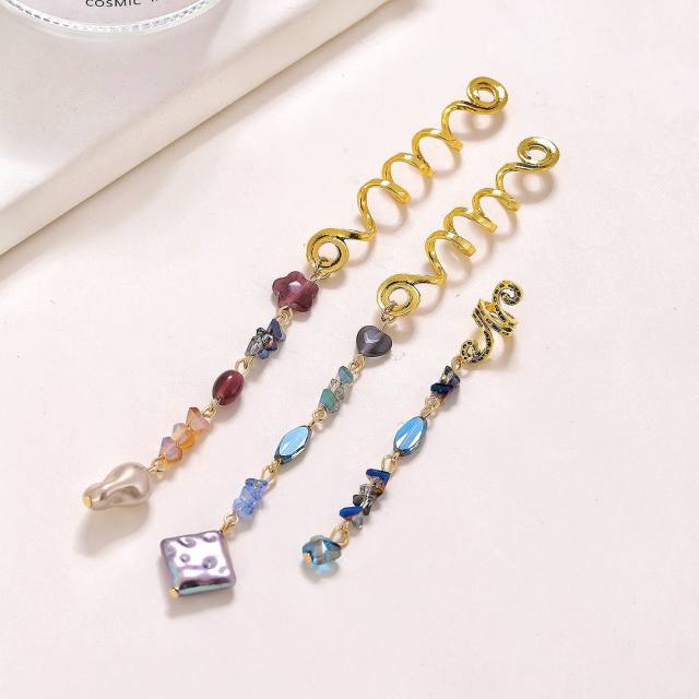 Vintage crystal stone alloy hair accessory for braids dreadlock accessories