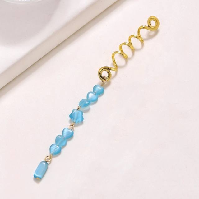 Light blue crystal stone butterfly hair accessory for braids dreadlock accessories