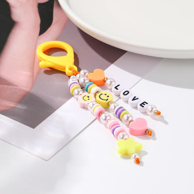 Y2K cute love letter colorful bead keychain