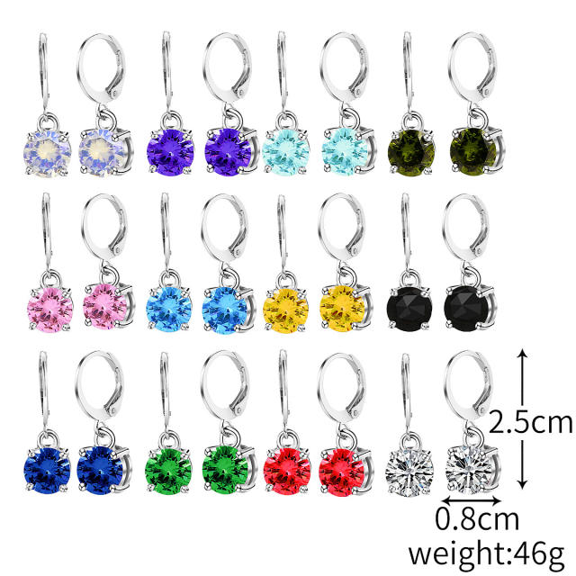 Hot sale basic color cubic zircon copper huggie earrings set