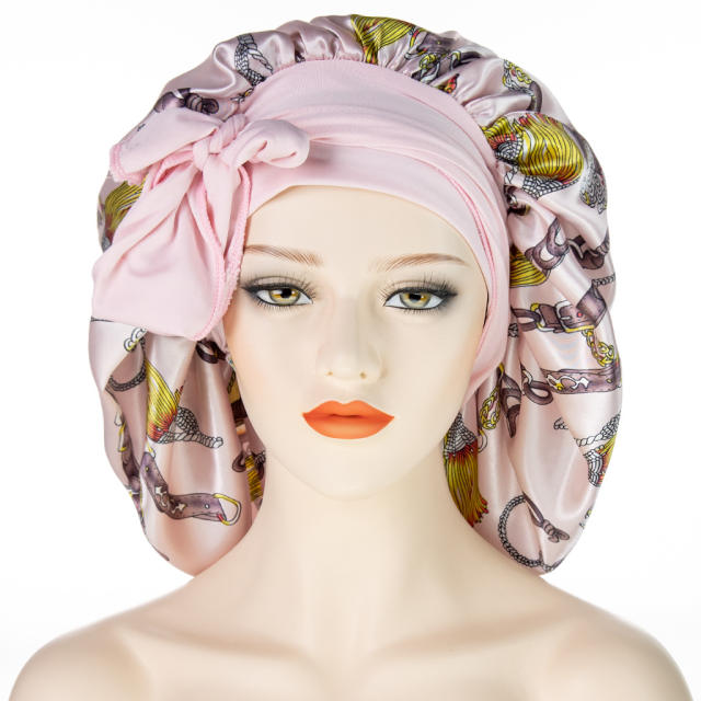 Large size floral satin scarf bonnets