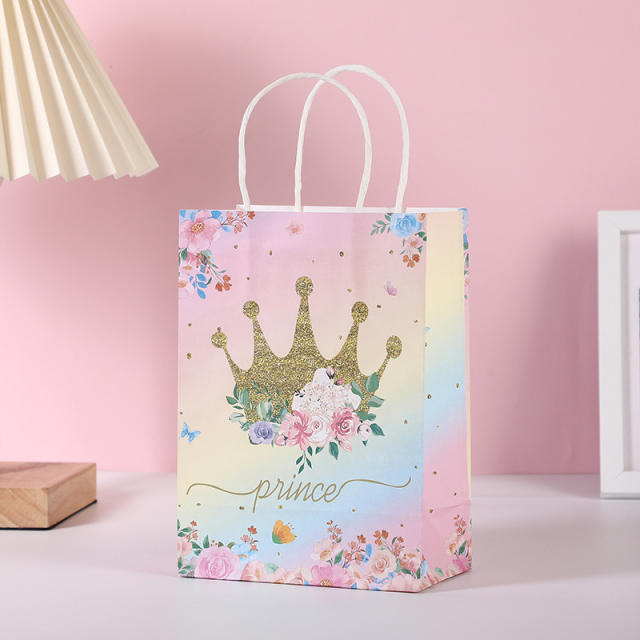 Pink color castel butterfly paper bag gift bag