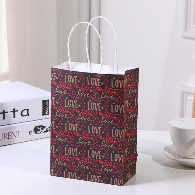 Heart series red color kraft paper bag gift bag