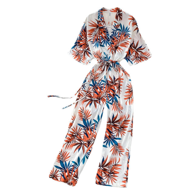 Vintage floral pattern shirt design jumpsuit
