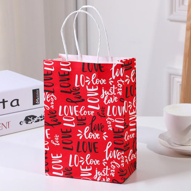 Heart series red color kraft paper bag gift bag