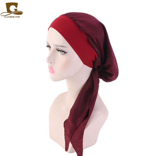 Imitation silky satin women bonnets