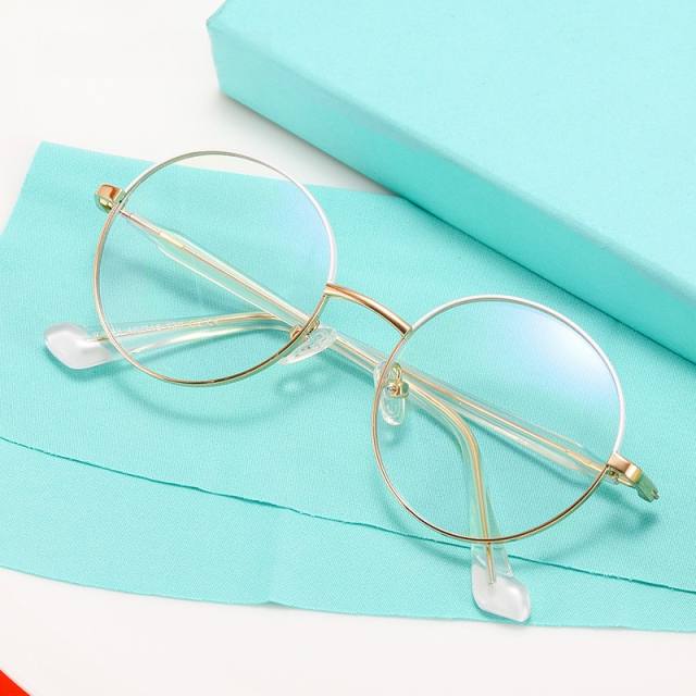 Cute round metal frame blue light glasses for kids