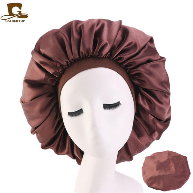 Large size satin bonnets for women