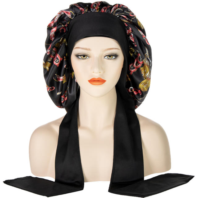 Large size floral satin scarf bonnets