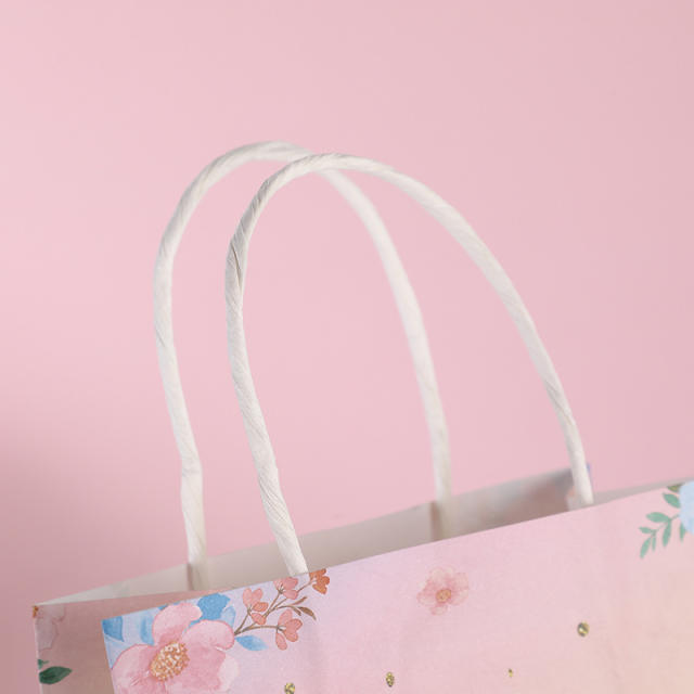 Pink color castel butterfly paper bag gift bag