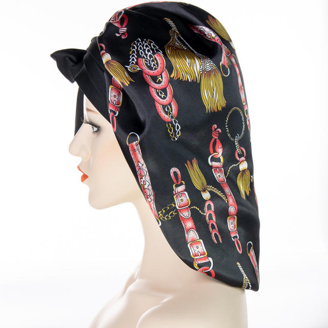 Large size floral satin scarf bonnets