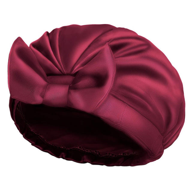 Waterproof cute bow plain color shower chef bonnets