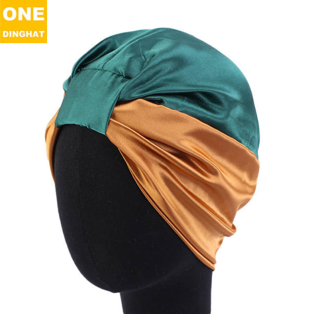 Color matching satin bonnets for women