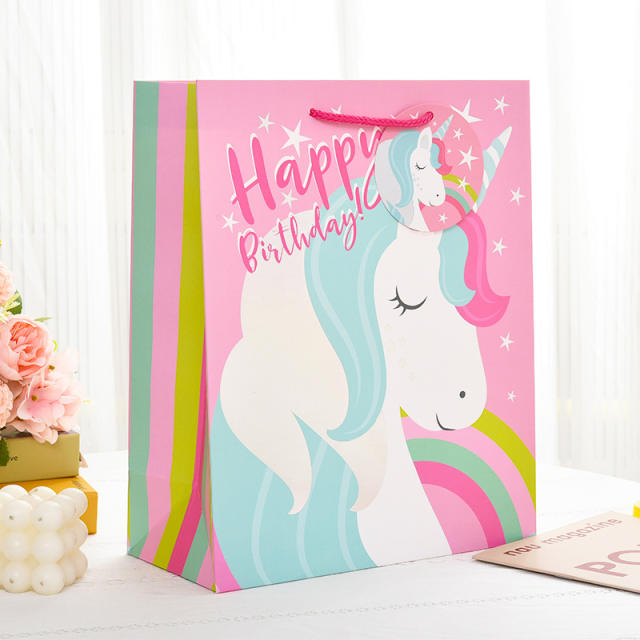 Cartoon unicorn design paper bag gift bag