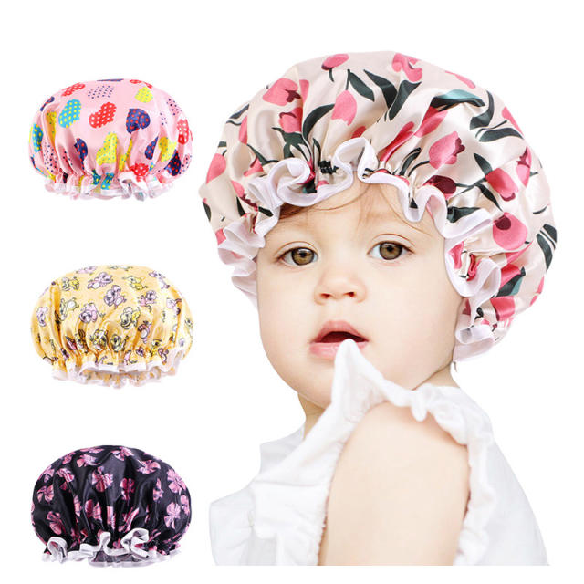 Cute cartoon PE waterproof bonnets for kids