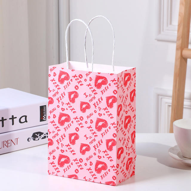 Heart series red color kraft paper bag gift bag