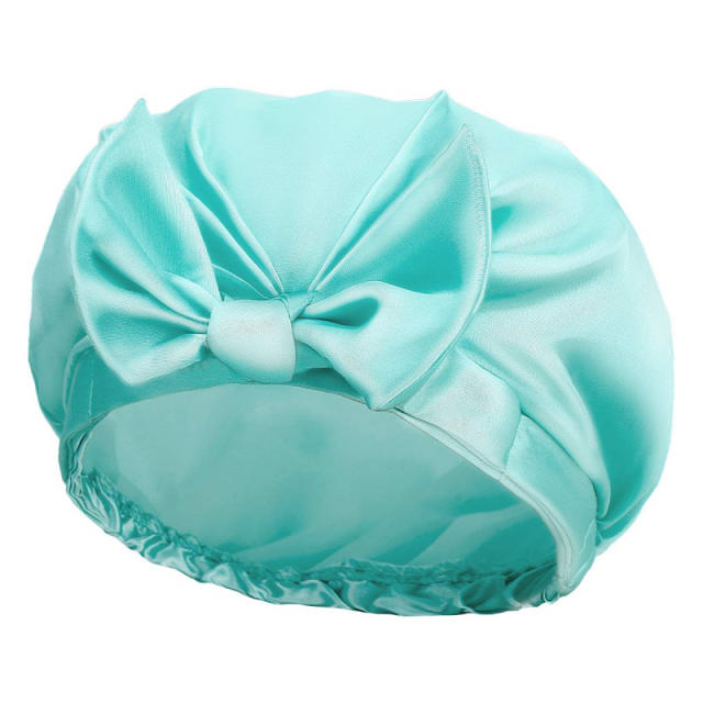 Waterproof cute bow plain color shower chef bonnets