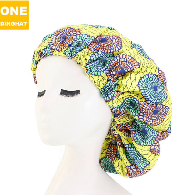 Africa pattern jumbo satin bonnets