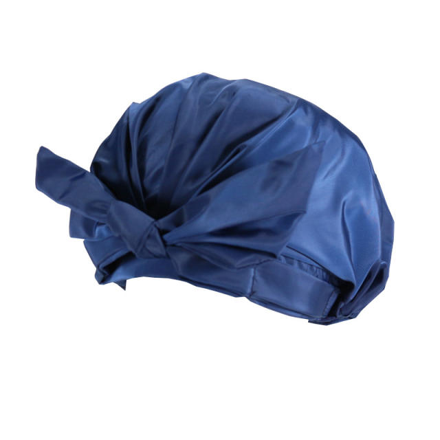 Waterproof cute bow plain color shower chef bonnets