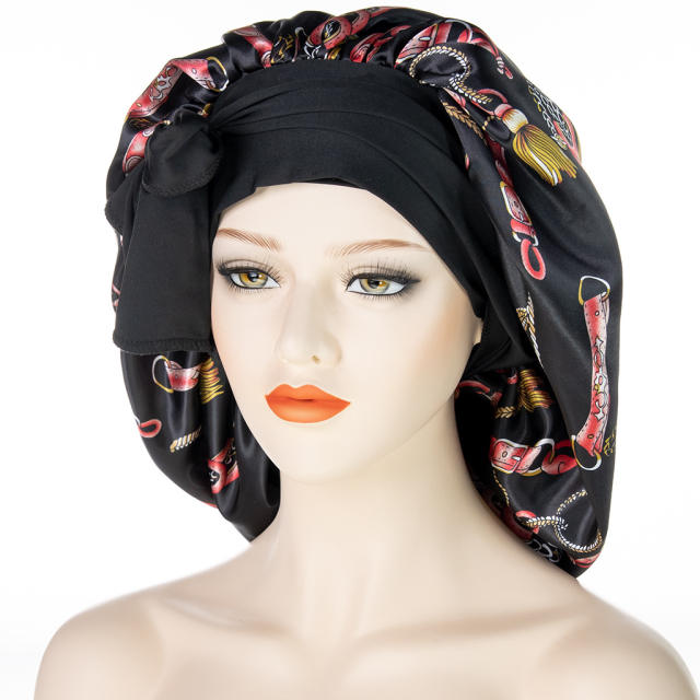Large size floral satin scarf bonnets