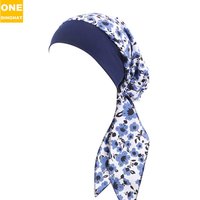 Color flower pattern satin bonnets for women