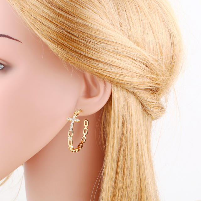 Personality gold plated copper hoop earrings