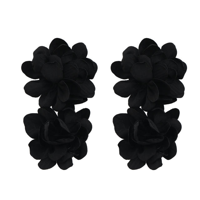 Boho fabric flower women earrings