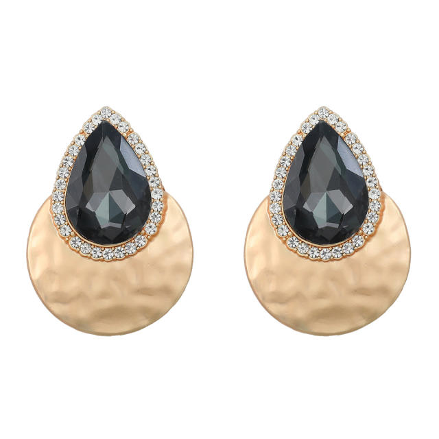 Elegant glass crystal statement geometric earrings